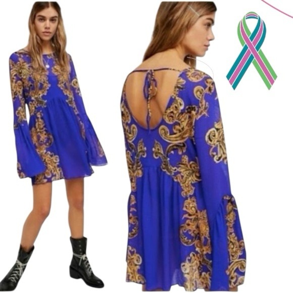 Intimately Free People Printed Symphony Dress Tunic Flowy Boho Cover Up Sz M - Picture 1 of 14